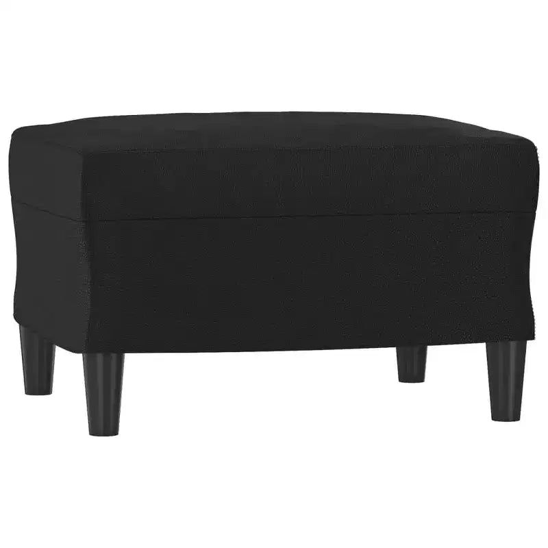Poltrona per soggiorno con pouf in similpelle nera, singola