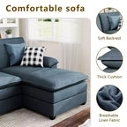 Divano componibile a U da 110" a 3 pezzi con chaise longue, 4 posti e pouf