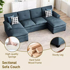 Divano componibile a U da 110" a 3 pezzi con chaise longue, 4 posti e pouf