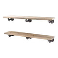 RESTORE Driftwood Tan 36 in. Shelves with L-Shaped Brackets by Pipe Decor