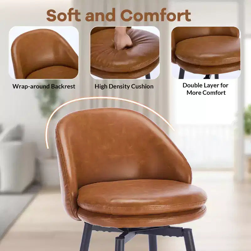 Sgabelli da bancone girevoli da 26" Set da 2 in pelle PU con schienale per isola da cucina o bar
