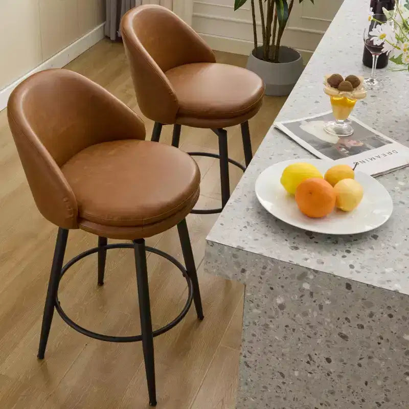 Sgabelli da bancone girevoli da 26" Set da 2 in pelle PU con schienale per isola da cucina o bar