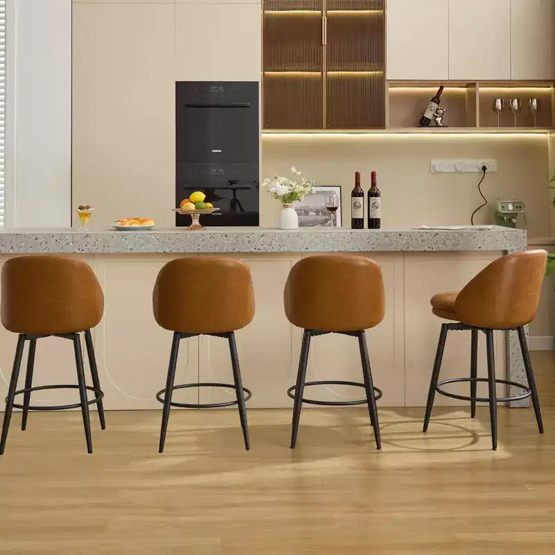 Sgabelli da bancone girevoli da 26" Set da 2 in pelle PU con schienale per isola da cucina o bar