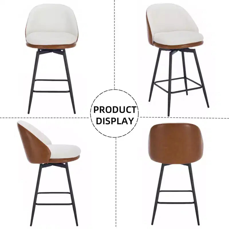 Sgabelli da bancone girevoli da 26" Set da 2 in pelle PU con schienale per isola da cucina o bar