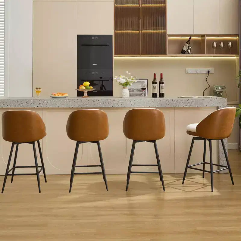 Sgabelli da bancone girevoli da 26" Set da 2 in pelle PU con schienale per isola da cucina o bar