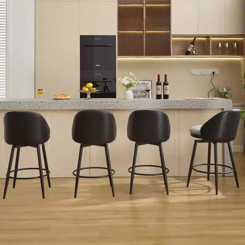 Sgabelli da bancone girevoli da 26" Set da 2 in pelle PU con schienale per isola da cucina o bar