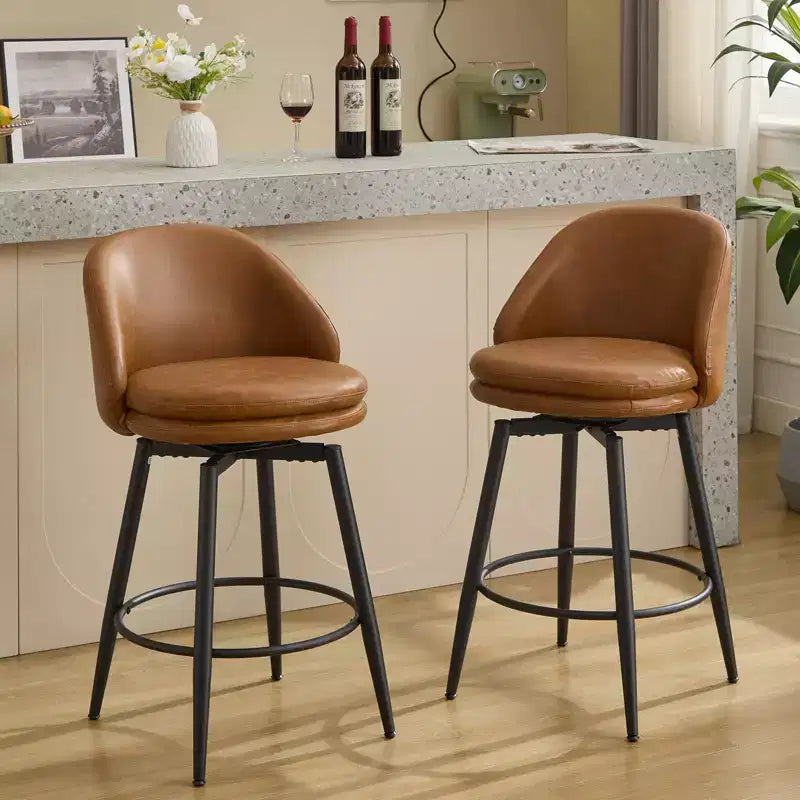 Sgabelli da bancone girevoli da 26" Set da 2 in pelle PU con schienale per isola da cucina o bar