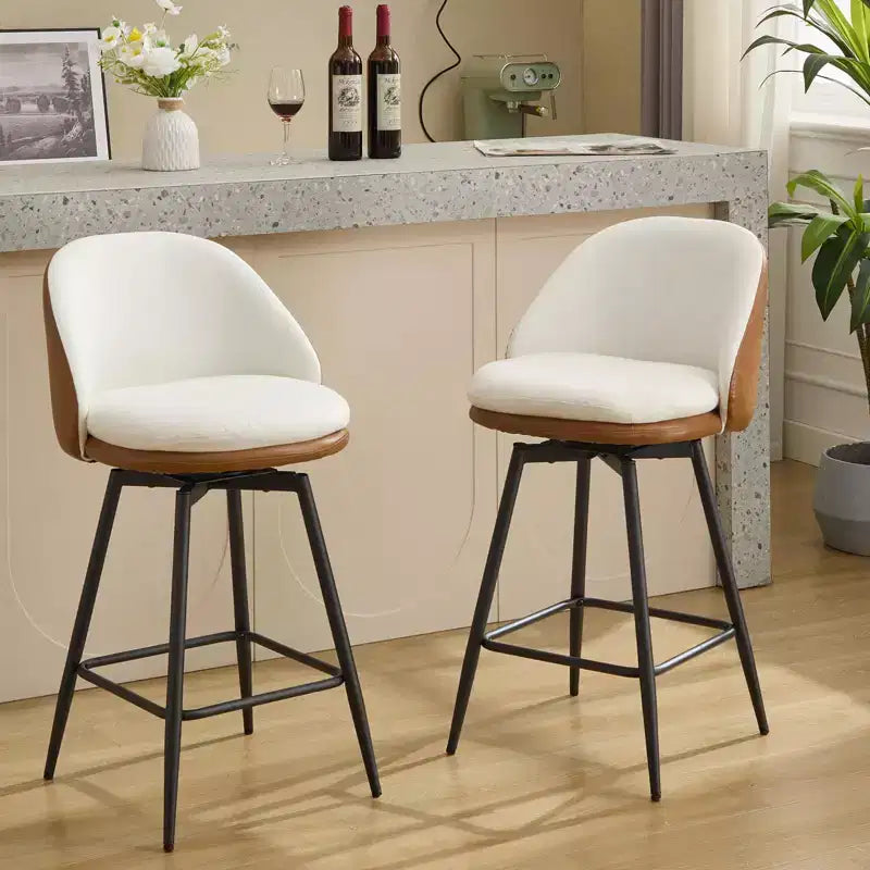 Sgabelli da bancone girevoli da 26" Set da 2 in pelle PU con schienale per isola da cucina o bar