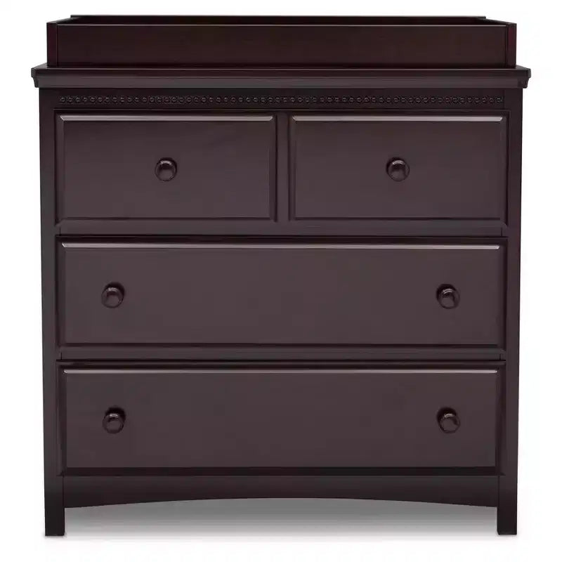 Delta Children Emerson 3 Drawer Dresser with Changing Top and Interlocking Drawers, Dark Chocolate