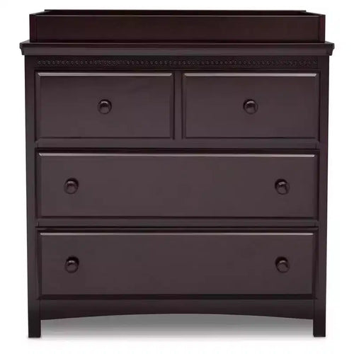 Delta Children Emerson 3 Drawer Dresser with Changing Top and Interlocking Drawers, Dark Chocolate