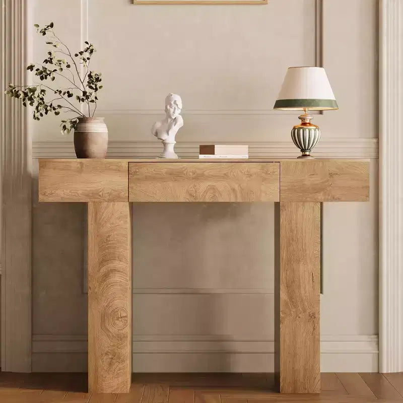Tavolo Console da Fattoria da 47 Pollici con Cassetto, Tavolo da Divano per Ingresso Industriale