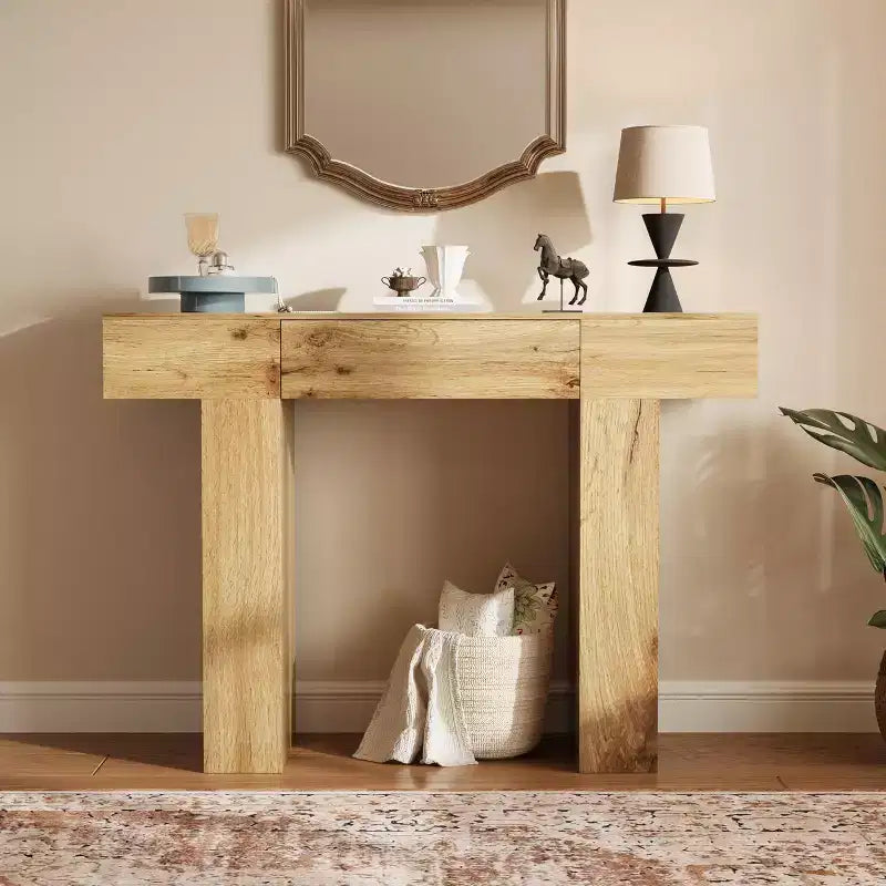 Tavolo Console da Fattoria da 47 Pollici con Cassetto, Tavolo da Divano per Ingresso Industriale