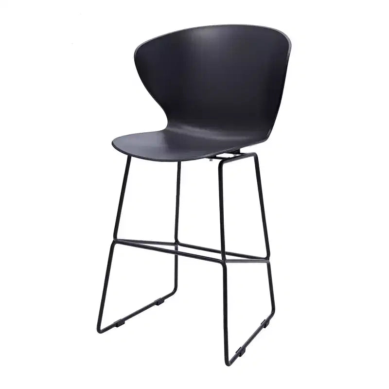 HomeRoots Set of Two 30 Black Heavy Duty Plastic and Metal Low Back Bar Height Bar Chairs