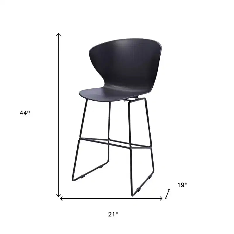 Set di 2 sedie da bar da 76 cm con schienale basso in plastica resistente e metallo nero
