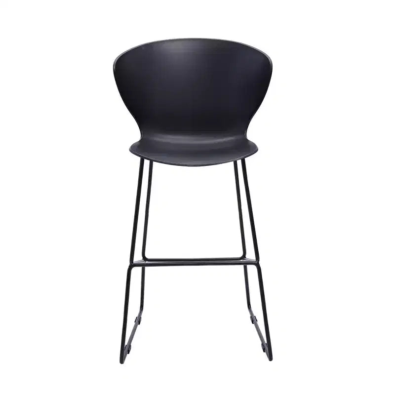 Set di 2 sedie da bar da 76 cm con schienale basso in plastica resistente e metallo nero