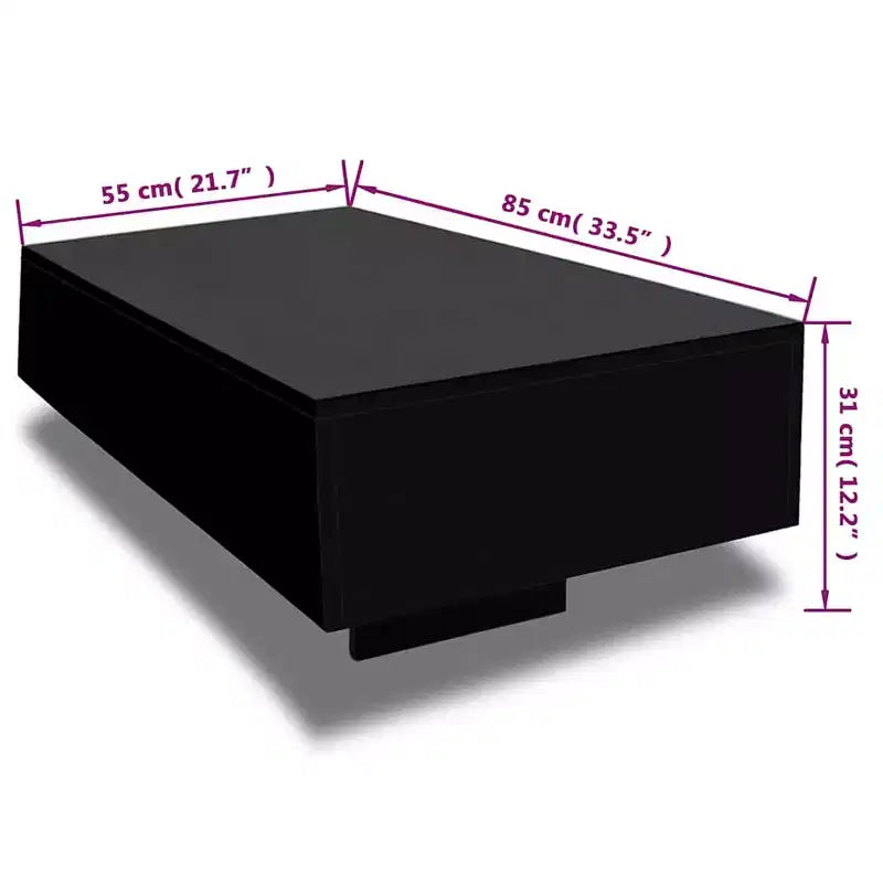 Tavolino da salotto MDF nero lucido con finitura lucida Media