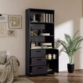 6-Tier Bookshelf with Door and 3 Drawers,71 Tall Bookcase with 3-Tier Open Shelves,Wooden Book Shelf with Storage Cabinet for Home Office,Living Room