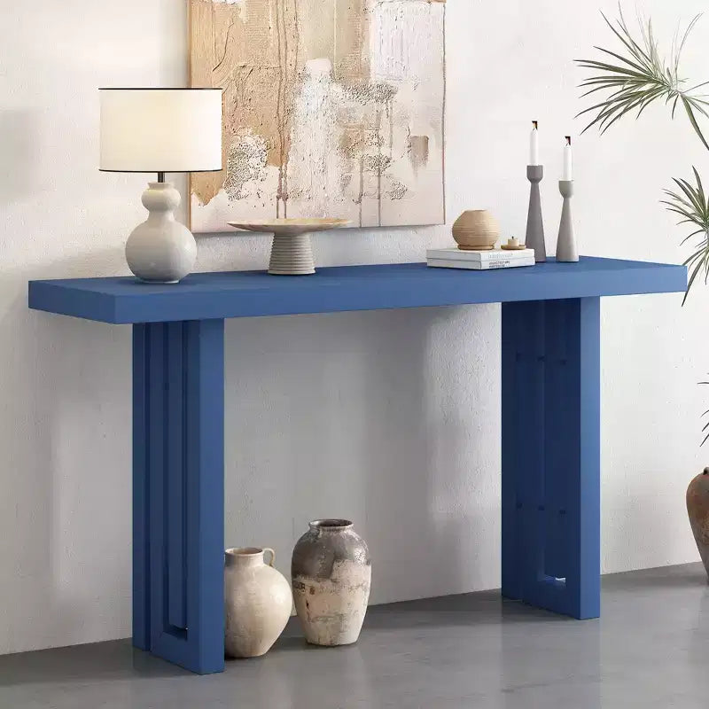 Console Minimalista Impiallacciatura Rovere Tavolo Spesso Gambe in Metallo Salotto Ingresso