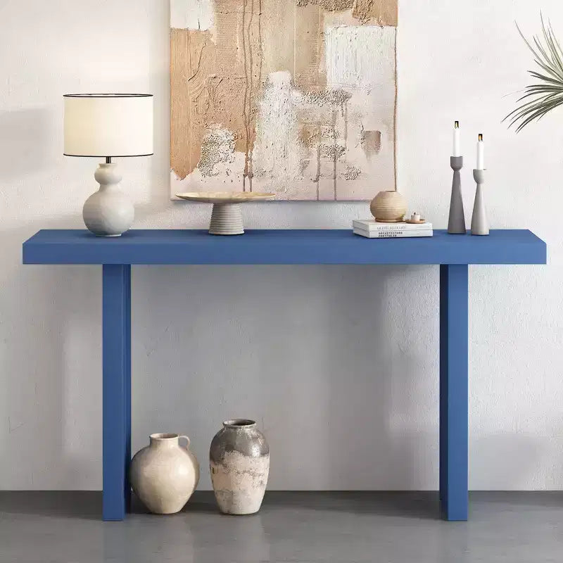 Console Minimalista Impiallacciatura Rovere Tavolo Spesso Gambe in Metallo Salotto Ingresso