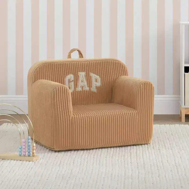 Poltroncina per bambini in velluto a costine beige, sfoderabile, lavabile, per bambini piccoli