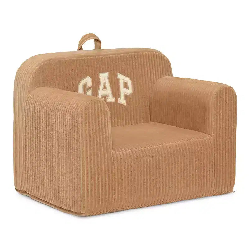 Poltroncina per bambini in velluto a costine beige, sfoderabile, lavabile, per bambini piccoli