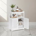 Floor Storage Cabinet, Freestanding with Double Shutter Doors, Adjustable Shelf, White for Living Room Entryway Kitchen