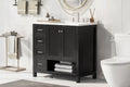 MAYEERTY 36 Bathroom Vanity with Sink Top 2 Doors 2 Drawers Solid Wood Open Shelf MDF Black