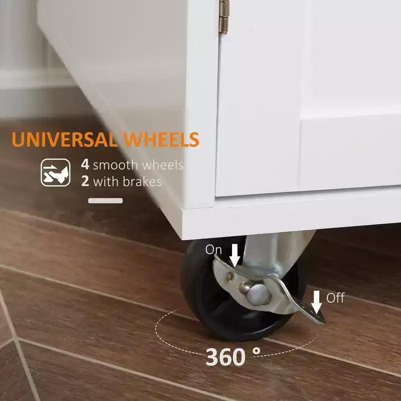 Carrello da Cucina Isola Carrello Rotelle con Cassetto, Armadietto Contenitore e Portasciugamani