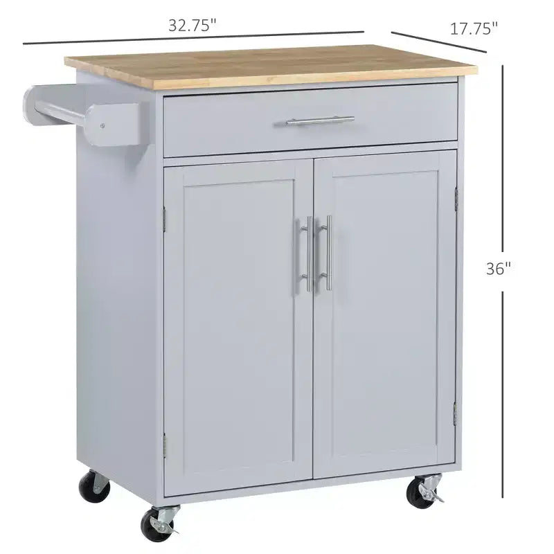 Carrello da Cucina Isola Carrello Rotelle con Cassetto, Armadietto Contenitore e Portasciugamani