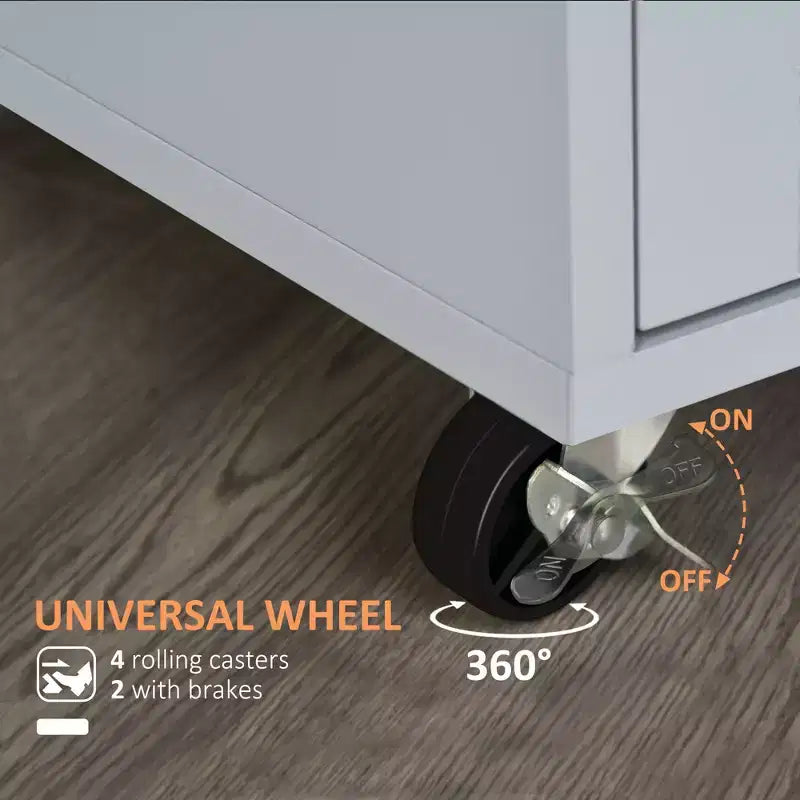 Carrello da Cucina Isola Carrello Rotelle con Cassetto, Armadietto Contenitore e Portasciugamani