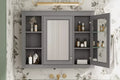 MAYEERTY 27.5 Medicine Cabinet, Wall Mounted Bathroom Storage Cabinet with Mirror 6 Open Shelves Modern Gray