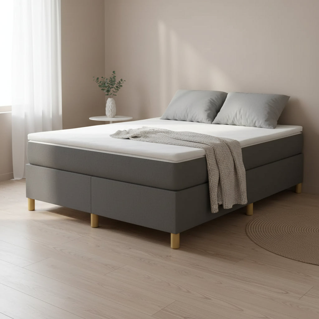 Giroletto in tessuto grigio scuro (100% poliestere), compensato, legno ingegnerizzato