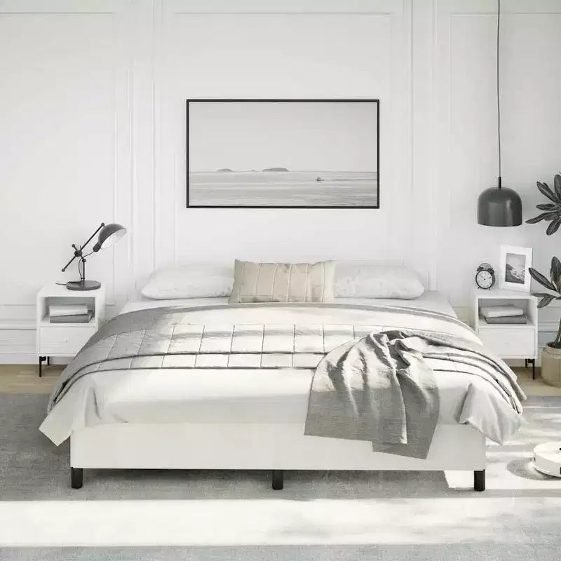 Giroletto bianco in similpelle, compensato, legno multistrato, King