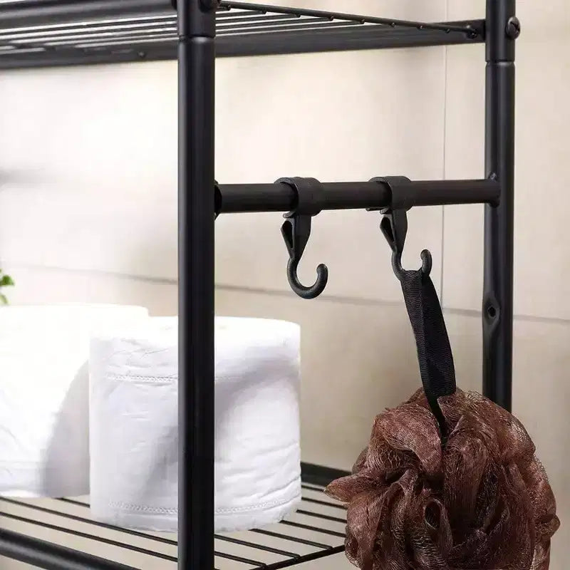 3 - Ripiani mensola organizer in filo per unità indipendente sopra il WC, salvaspazio da bagno, include 4 - Ganci Nero