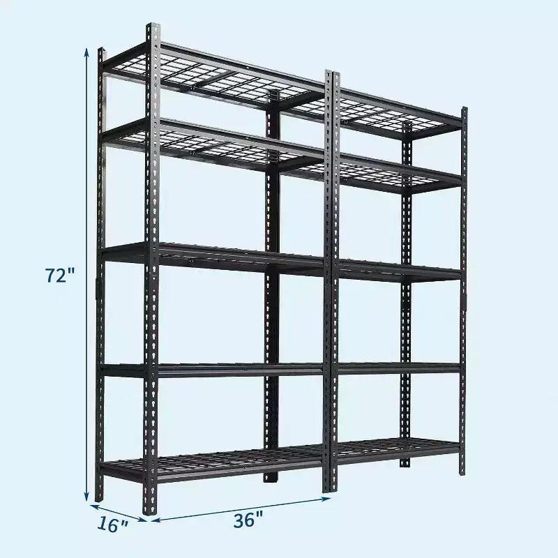 Scaffale portaoggetti in metallo resistente a 5 ripiani, capacità 907 kg, ripiani regolabili
