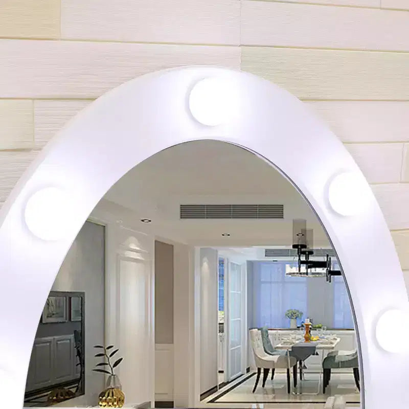 Toeletta, set toeletta da ragazza con specchio illuminato e sgabello, tavolo da trucco con 5 cassetti, tavolo da trucco