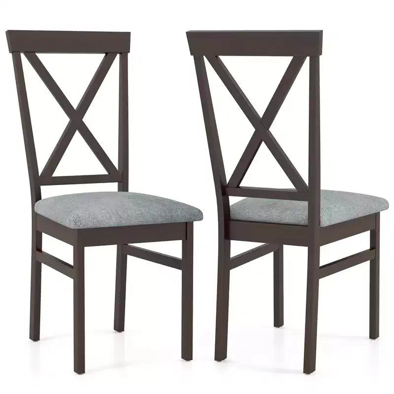 Costway Modern Dining Chairs Set of 2 w/ Rubber Wood Frame Hollowed Backrest for Kitchen