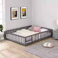 Letto a pavimento Montessori per bambini a grandezza naturale con recinzione e sponde di protezione per la cameretta