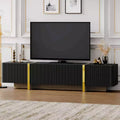 Fluted TV Stand for 80 inch TV with Storage Drawers, Wood TV Storage Cabinet, Entertainment Center Media Console with Golden Wood Grain Legs