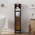 Small Bathroom Storage Cabinet Corner Floor Narrow Toilet Paper Cabinet with Door and Shelves Bathroom