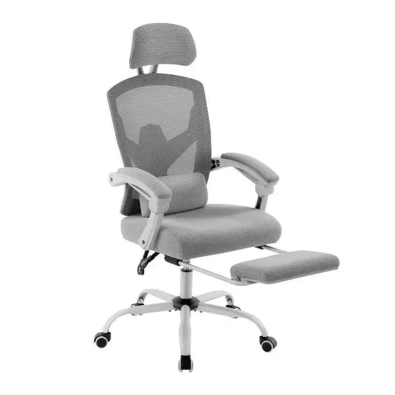Sedia da ufficio ergonomica con poggiapiedi, schienale alto in rete, poggiatesta regolabile, 125 kg