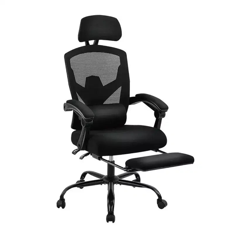 Sedia da ufficio ergonomica con poggiapiedi, schienale alto in rete, poggiatesta regolabile, 125 kg