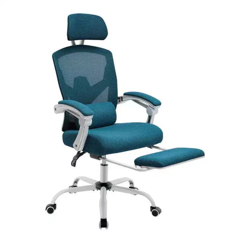 Sedia da ufficio ergonomica con poggiapiedi, schienale alto in rete, poggiatesta regolabile, 125 kg