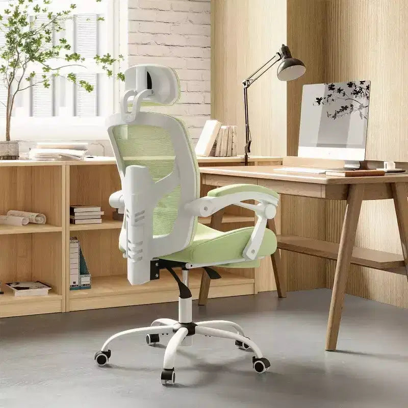 Sedia da ufficio ergonomica con poggiapiedi, schienale alto in rete, poggiatesta regolabile, 125 kg