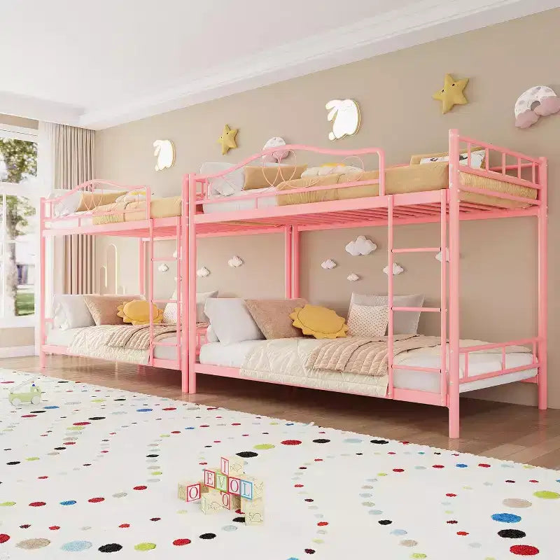 Letto a castello in metallo "Twin Over Twin", 180 kg di portata, con ringhiera di sicurezza, design salvaspazio, non richiede la rete, montaggio facile, letto silenzioso per bambini