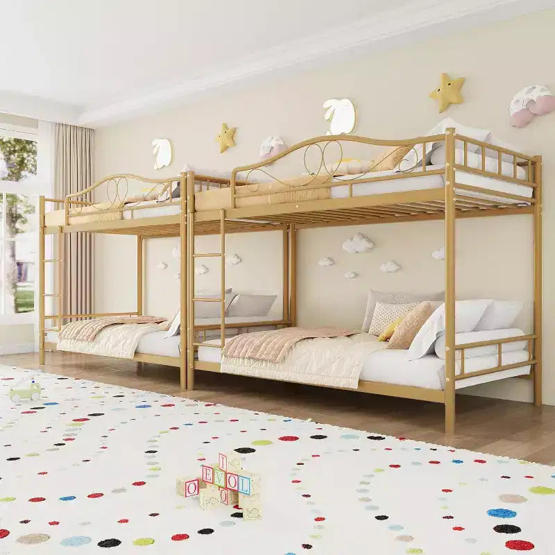 Letto a castello in metallo "Twin Over Twin", 180 kg di portata, con ringhiera di sicurezza, design salvaspazio, non richiede la rete, montaggio facile, letto silenzioso per bambini