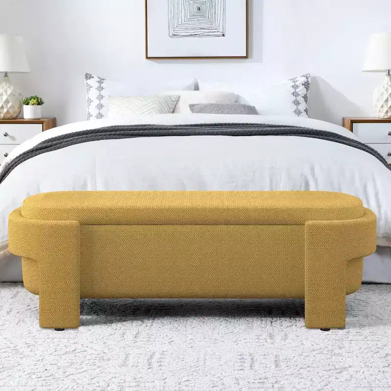 Panca Contenitore Rivestita in Lino con Ampio Vano Nascosto, Comoda Seduta Imbottita in Schiuma per Camera da Letto, Soggiorno