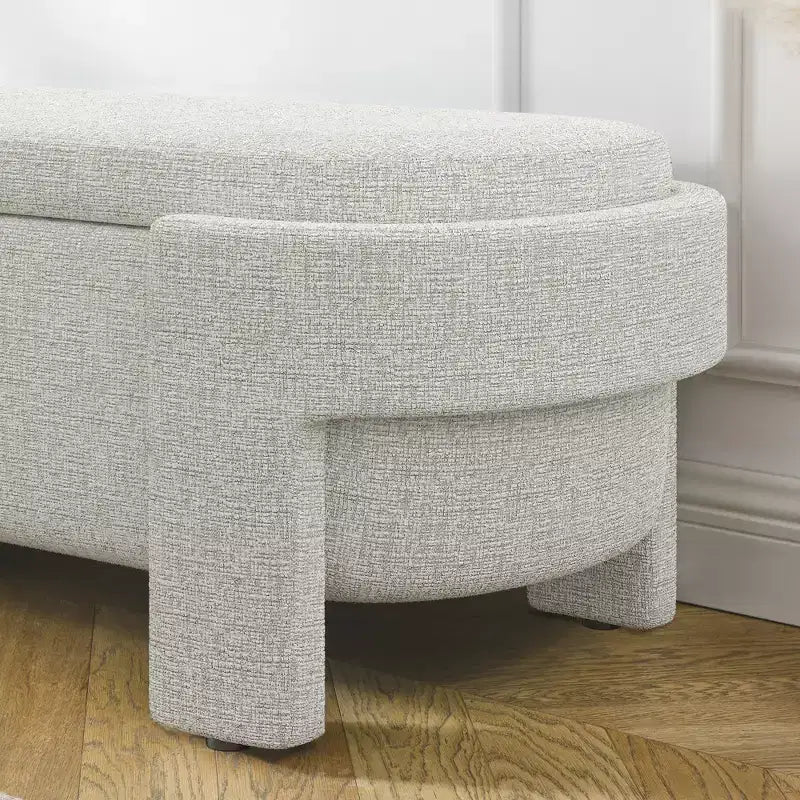 Panca Contenitore Rivestita in Lino con Ampio Vano Nascosto, Comoda Seduta Imbottita in Schiuma per Camera da Letto, Soggiorno