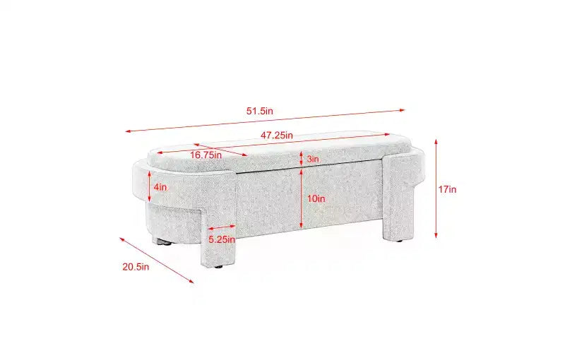 Panca Contenitore Rivestita in Lino con Ampio Vano Nascosto, Comoda Seduta Imbottita in Schiuma per Camera da Letto, Soggiorno