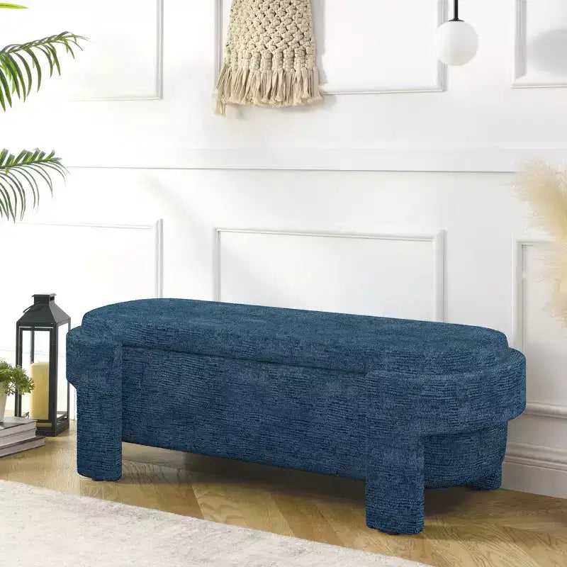 Panca Contenitore Rivestita in Lino con Ampio Vano Nascosto, Comoda Seduta Imbottita in Schiuma per Camera da Letto, Soggiorno